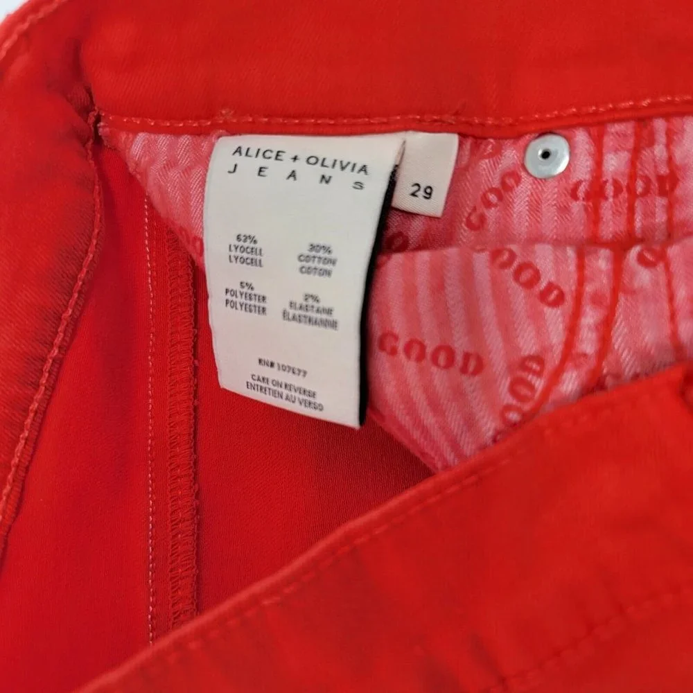 Alice +‎ Olivia Size 29 Bright Red Women's Skinny Denim Jeans - Picture 6 of 6
